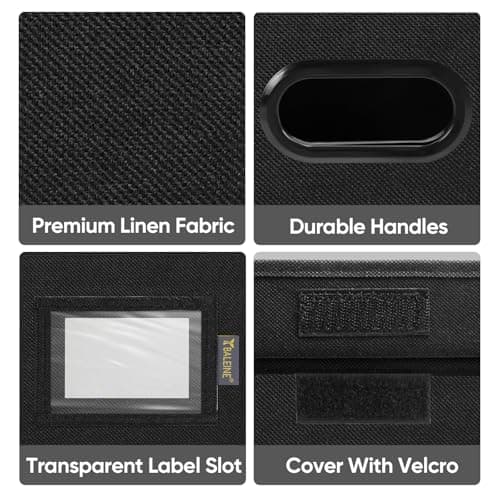 BALEINE File Organizer Box with Lid, Collapsible File Folder Organizer with Plastic Slide, Hanging File Folder Box for Office Document Storage (1 Pack, Black) 7