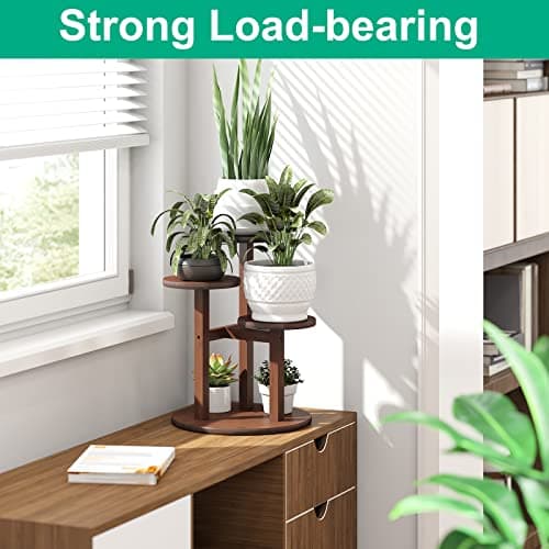 Small Plant Stand, 3 Tiered Plant Stand Indoor, Bamboo Plant Stands for Indoor Plants Multiple, Corner Plant Stand for Window Garden Balcony Living Room Outdoor 7