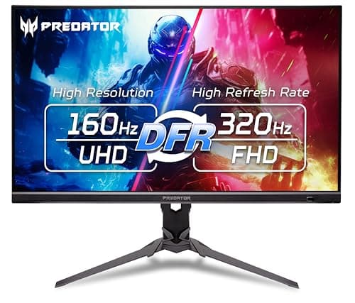 Acer Predator Gaming Monitor | 27" UHD 3840 x 2160 IPS | AMD FreeSync Premium | Up to 320Hz with DFR | Up to 0.5ms | VESA DisplayHDR400| DCI-P3 90% | Display Port 1.4 & 2 x HDMI 2.1 | XB273K V5bmiiprx