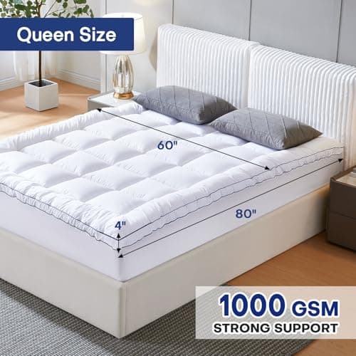 4 Inch Dual Layer Queen Mattress Topper, Cooling Gel Memory Foam for Back Pain & Pressure Relief, CertiPUR-US Certified Mattress Pad 5