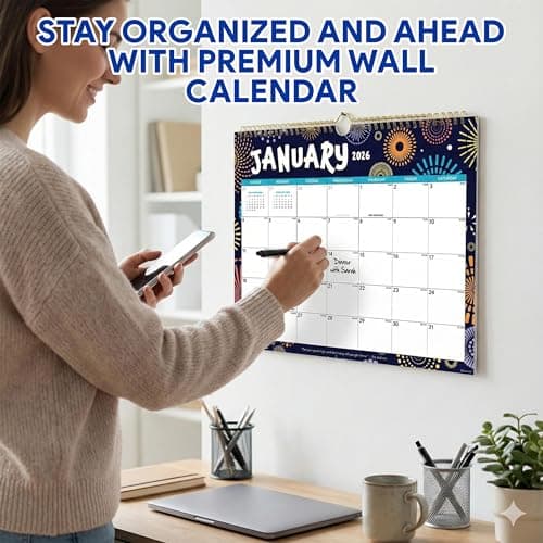 Decorably 18 Months Colorful Landscape Wall Calendar with Stickers January 2026 to June 2027, 14.5x11.5in Spring-Bound Sheets with Inspirational Quotes for Office, Home and School 9