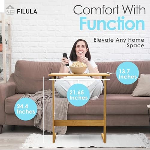 FILULA - Bamboo TV Tray Table - Convenient TV Tables for Eating and Working from Home - Stylish TV Dinner Table for Couch That Slide Under - TV Trays - C Table (C-Shape) 5