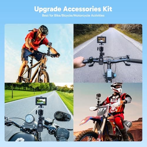 AKASO Brave 4 Action Camera 4K 30fps with 64GB MicroSD U3 Card Bicycle Helmet Accessories Kit Bundle, 20MP Ultra HD 131FT Waterproof Underwater Camera EIS WiFi Remote Control 5X Zoom Sport Cameras 7