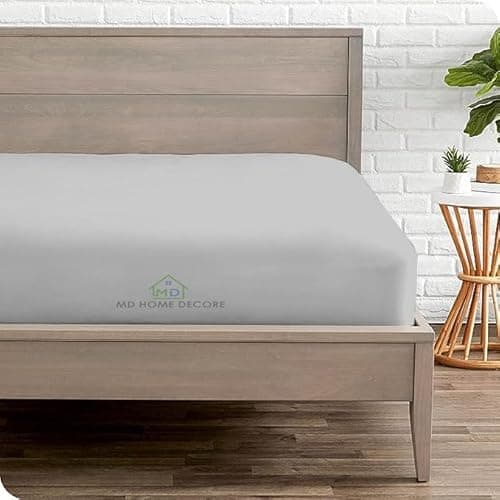 Extra Deep Queen Fitted Sheet - Hotel Luxury Single Fitted Sheet Only - Easily Fits 18"-24" Mattress - Extra Deep Pockets - 100% Egyptian Cotton - Breathable - Bottom Sheets - Light Grey Solid