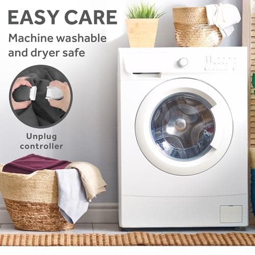 Sunbeam Electric Royal Luxe Microplush Heated Blanket, 12 Heat Settings, 12-Hour Selectable Auto Shut-Off, Fast Heating, Warm and Cozy, Cabernet Color, Full, 84" x 72" 9