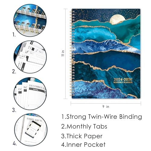 2024-2026 Monthly Planner/Calendar - Jul 2024 - Jun 2026, 2 YearPlanner 2024-2026, Monthly Tabs, Twin-Wire Binding, Holidays, Notes Pages 5