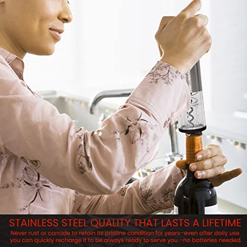 Premium Electric Wine Opener By SETORIS- Automatic Electric Wine Bottle Corkscrew Opener With Foil Cutter Set- Rechargeable Cordless Stainless Steel Bottle Opener For Home, Bars & Professional Use 5