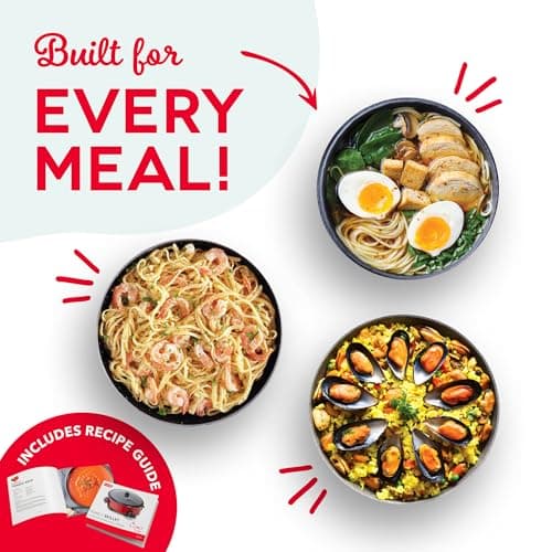 Dash Family Size Skillet - Electric Skillet for Multi-Purpose Cooking - Nonstick Cooking Surface - Tempered Glass Lid & Cool-Touch Handles - 6-Quart Capacity, Makes 24 Cups - 14", Black 6