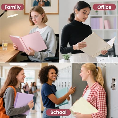 SUNEE 1 Inch Binders 3 Ring 6 Pack, Clear View Three Ring Binders PVC-Free (Fit 8.5x11 Inches) for School or Office Supplies, Pastel Binder 6