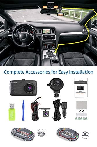 Milerong Dash Cam Front and Rear with Night Vision, Mini 1080P FHD Dash Camera for Cars, G-Sensor, Loop Recording, Parking Monitor, Motion Detection,WDR 7