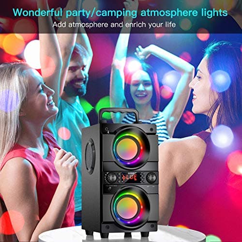 60W (80W Peak) Portable Bluetooth Speaker with Double Subwoofer Heavy Bass, Bluetooth 5.0 Wireless 100ft Outdoor Speaker, Support FM Radio, LED Colorful Lights, Stereo Sound, for Home, Party, Travel 7