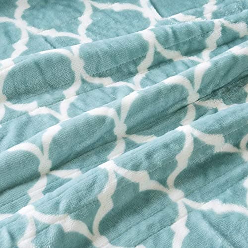 Comfort Spaces Plush to Sherpa Electric Blanket Shawl Shoulder, Neck Wrap with Matching Sock Set, Giftable Ultra Soft, Warm, Snuggle Fleece-Reversible Heated Poncho Throw, 50" W x 64" L, Ogee Aqua 7