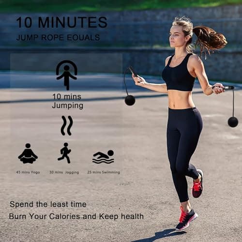 Jump Rope with Counter, 2-in-1 Weighted Corded & Cordless Skipping Rope with LCD Display, Adjustable Length Steel Ball Bearings for Calorie/Count Tracking - Smart Jump Rope for Adults Home Gym Fitness Workouts 5