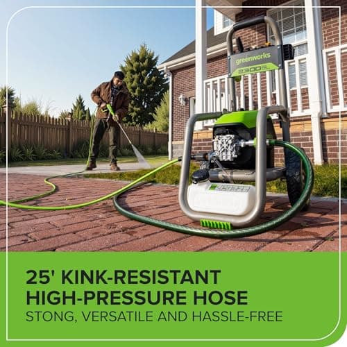 Greenworks Pro Brushless 2300 PSI (SGS Certified) 2.3 GPM Max / 1.2 GPM Electric Pressure Washer (Foldable Handles, Rugged Steel Frame, 25 FT Hose, 35 FT GFCI Power Cord) 8