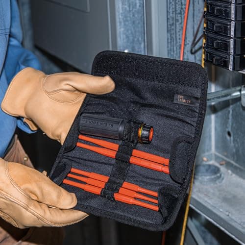 Klein Tools 32288 Insulated Screwdriver, 8-in-1 Screwdriver Set with Interchangeable Blades, 3 Phillips, 3 Slotted and 2 Square Tips 6