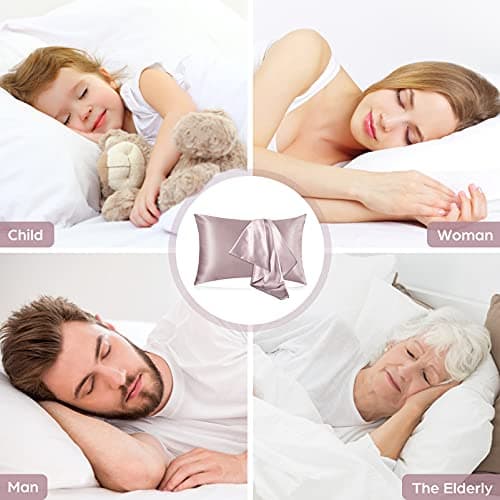 Veaken Silk Pillowcase for Hair and Skin, 2 Pack 100% Mulberry Silk Pillowcase 25 Momme, 600 Thread Count, Both Side Pure Silk Pillow Cover with Hidden Zipper (ApricotGray, Queen 20''×30'') 6