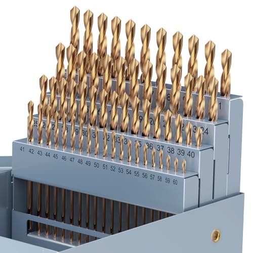MACXCOIP Cobalt Number Size Drill Bit Set, 60Pcs M35 High Speed Steel Jobber Length Drill Bit Kit for Hardened Metal, Stainless Steel, Cast Iron, Wood and Plastic, with Index Storage Case, #1-60
