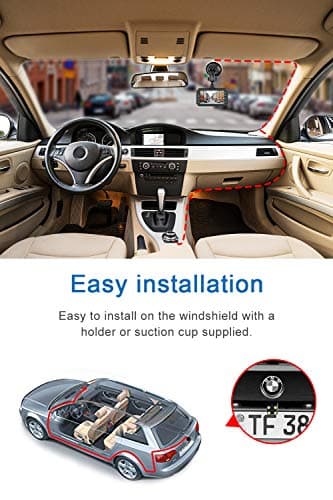 Dash Cam Front and Rear CHORTAU Dual Dash Cam 3 inch Dashboard Camera Full HD 170° Wide Angle Backup Camera with Night Vision WDR G-Sensor Parking Monitor Loop Recording Motion Detection 6