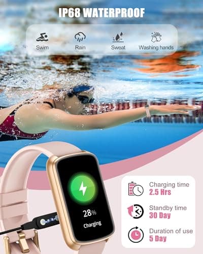 Fitness Tracker, Smart Watch for Women Men with 24/7 Heart Rate/Blood Pressure/Blood Oxygen Monitor,Sleep Tracker,Step & Calorie Counter, IP68 Waterproof Fitness Watches Compatible with Android&iPhone 7