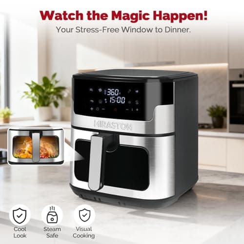 MIRASTON Air Fryer, 8.5QT Family Size Digital Air Fryers, BPA-Free, Smart Touchscreen with 8-Preset, Air Frying, Reheat Leftovers, Party Food, Fast Cooking, Dishwasher-Safe, Stainless Steel 7