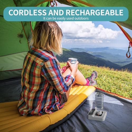 HOMDIS Travel Humidifier, Portable Small Humidifier for Plants, Bedroom, Office, Hotel or Car, 5000mAh Battery Operated Mini Cool Mist Humidifiers, Quiet 23dB, Auto-off, Night Light & BPA-Free, White 5