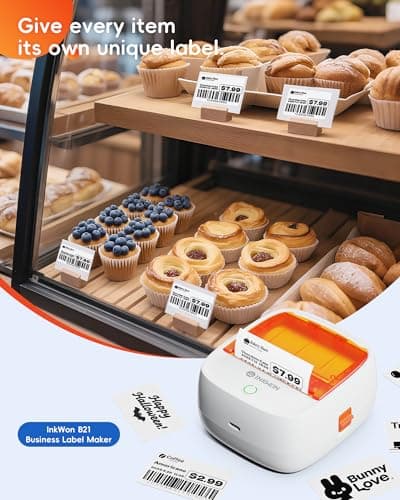 InkWon B21 Label Maker Machine with Tape, 2-Inch Wide Waterproof Tape, Bluetooth Portable Label Maker for Small Business, Office, Home, School Organization 5