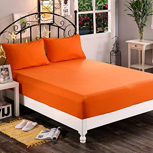 Elegant Comfort 1500 Premium Hotel Quality 1-Piece Fitted Sheet, Softest Quality Microfiber - Deep Pocket up to 16 inch, Wrinkle and Fade Resistant, Queen, Orange
