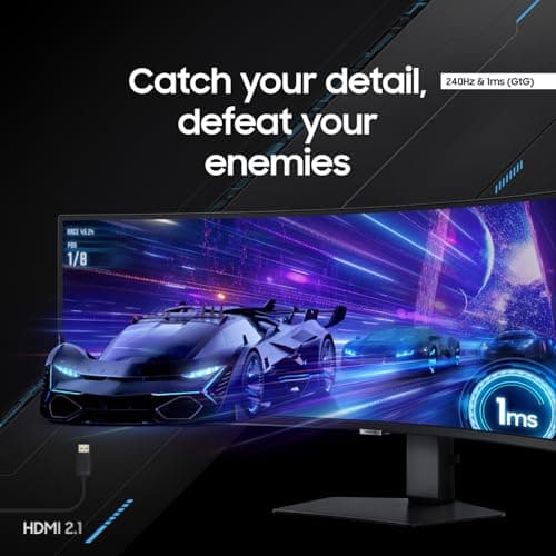 SAMSUNG 49" Odyssey G9 (G95C) Series DQHD 1000R Curved Gaming Monitor, 240Hz, 1ms(GtG), DisplayHDR 1000, AMD FreeSync Premium Pro, Eye Saver Mode, Auto Source Switch+, LS49CG950ENXZA, 2024 5