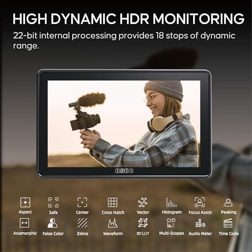 Osee G7 Pro 7’’ 3000Nits Camera Monitor, Touchscreen Camera Control HDR Field Monitor with 3G-SDI & 4K HDMI in/Out, Touch Focus Tracking for FX3/ A7 IV/EOS R5 II/EOS R8/ Z9/ Z6 III/ZV-E10M2 8