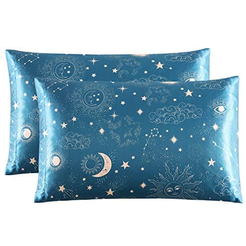 EXQ Home Silky Satin Pillowcase for Hair and Skin,Printed Cooling Pillow Cases Standard Size Set of 2 Satin Pillow Case 2 Pack with Envelope Closure (20x26 inches)