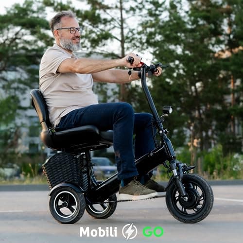 MobiliGo - 3 Wheel Foldable Electric Mobility Scooters for Adults, Seniors, and Elderly - Folding Scooter Lightweight - Long Range Travel, Power Extended Battery with Charger and Basket Included 6