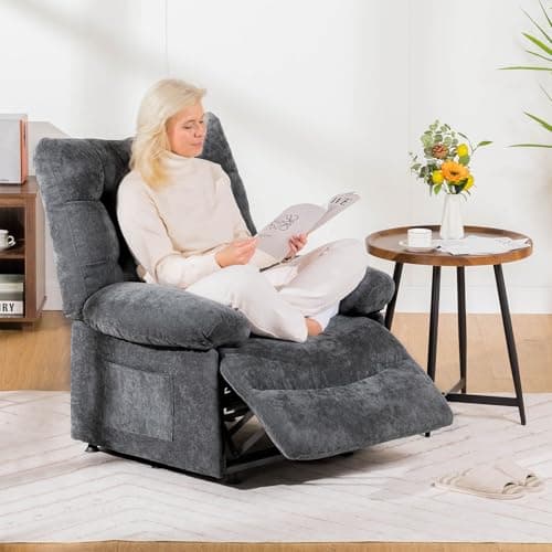 COMHOMA Power Lift Chair,Oversized Recliner Chair for Big Men and Elderly,Lift Reclining Chair with Side Pockets,Fabric Reclining Sofa Chair for Living Room,Bedroom (Grey) 9