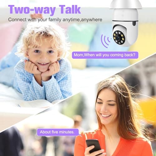 ratolo Security Camera Indoor Wireless WiFi Outdoor Home E27 360 Degree Panoramic Home Security Cameras IP Camera Motion Detection and Alarm Two-Way Audio 2pack 5