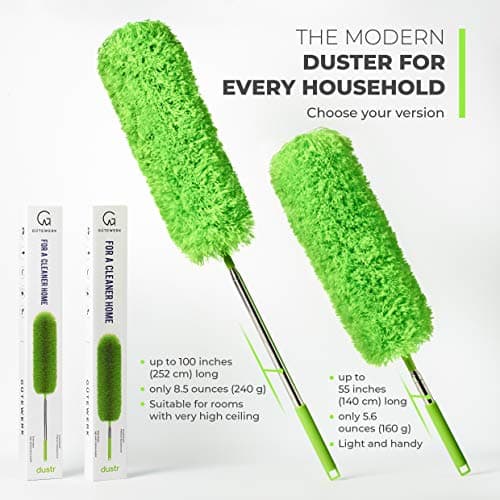 Extendable Microfiber Feather Duster, Feather Dusters for Cleaning, Ceiling Fan Dust and Cobweb Cleaner - Electrostatic Bendable Head - up to 55 Inch 7