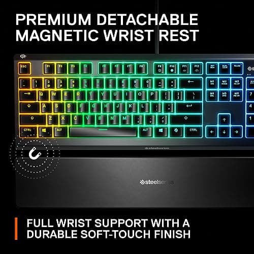 SteelSeries Apex 3 RGB Gaming Keyboard – 10-Zone RGB Illumination – IP32 Water Resistant – Premium Magnetic Wrist Rest (Whisper Quiet Gaming Switch) 7
