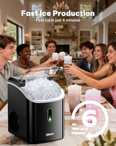 Silonn Nugget Ice Maker Countertop, Pellet Ice Machine with Self-Cleaning Function, Sonic Ice Maker Produces 33lbs of Chewable Ice in 24 Hours, Ideal for Home Kitchen and Office (Black) 5