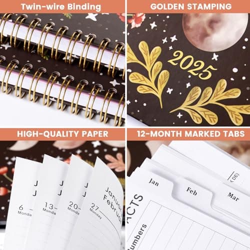 2025 Planner - Planner 2025 with Tabs, Jan 2025 - Dec 2025, Large Weekly and Monthly Planner, 9" x 11", Hardcover Planners with Box + Back Pocket + Twin-Wire Binding + Inner Pocket - Moon 6
