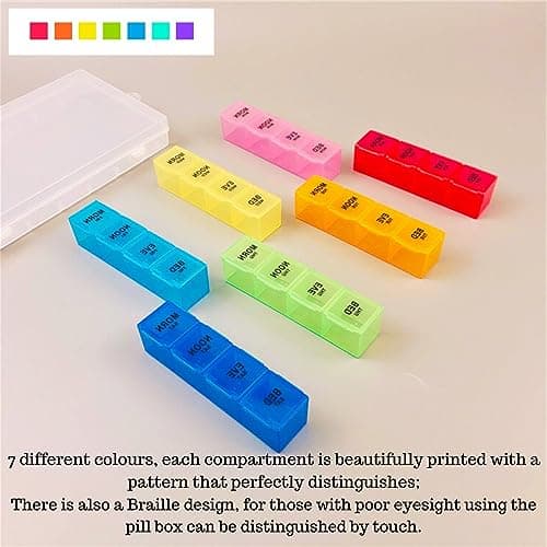 Pill Organizer 4 Times a Day,Premium Weekly Pill Case Medicine Organizer Box 7 Days 28 Compartment to Hold Vitamins Medicine Organizer Box 7