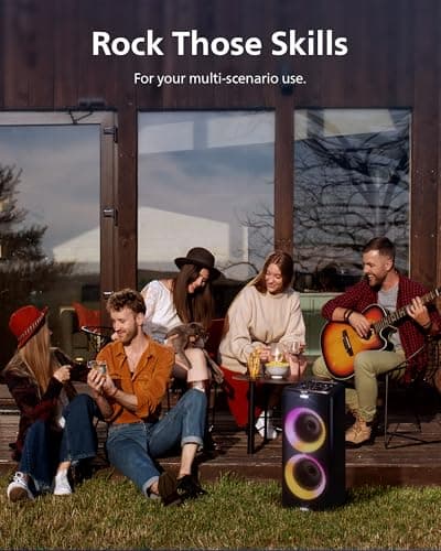 Philips X5206 bluetooth party speaker, portable with wheels, exciting light show, karaoke machine with microphone and Guitar Input, powerful bass & subwoofer, long playtime, perfect for outdoor events 4