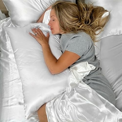 Mulberry Park 100% Silk Pillowcase - 19 Momme, Grade 6A Mulberry Silk - Deep Envelope Closure - White/Standard (20'' x 26'') 7