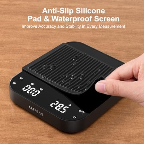 Ultrean 5.9" Coffee Scale, Rechargeable Coffee Scale with Timer, 3kg/0.1g Accuracy for Pour Over and Drip Coffee, Portable Digital Kitchen Scale with Automatic Timing, LCD Display 7
