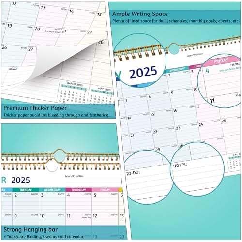 2025-2026 Wall Calendar - Mar 2025 – Aug 2026, 18 Months Calendar 2025-2026, 14.57 x 11.42 In, 2025 Calendar, Monthly Calendar with Ruled Blocks, Thick Paper, Holidays, To-do ＆ Notes 6
