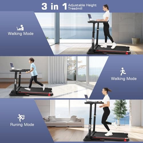 Treadmill with Desk Workstation & Adjustable Height, 350 LBS Weight Capacity, Folding Treadmill with 3 Level Incline, Bluetooth Speaker & App, Portable 3.5HP Walking Pad with Desktop for Home Office 8