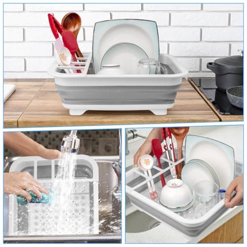Collapsible Dish Drying Rack Portable Dish Drainers for Kitchen Counter,Kitchen Sink Organizer RV Accessories Camper Kitchen Organization and Storage Space Saver Dish Rack Over Sink Drying Rack 5