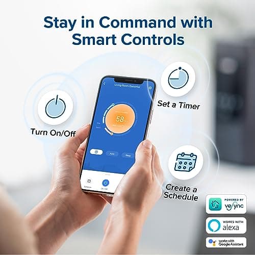 LEVOIT 6L Smart Warm and Cool Mist Humidifiers for Home Bedroom, 60H Runtime and Auto Customized Humidity for Large room, Schedule, Easy Top Fill, Essential Oil Diffuser, Whisper-Quiet, Handle, Black 6