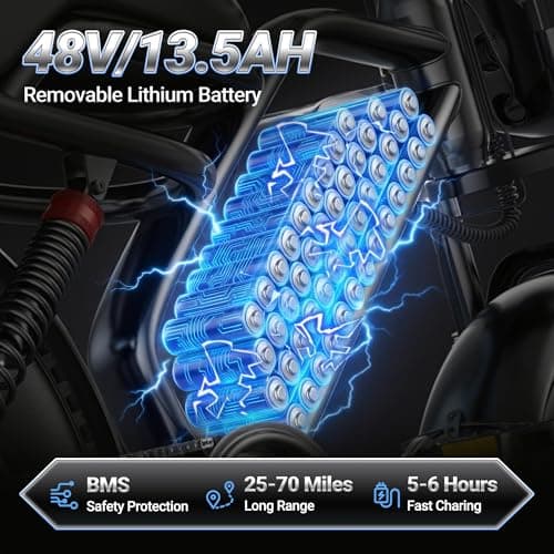 Qlaway 16" 500w Fat Tire Electric Dirt Bike for Adults, 48V 13.5AH Removable Battery Electric Motorcycle Ebikes with 25MPH Top Speed, 70 Miles Range, Full Suspension 6