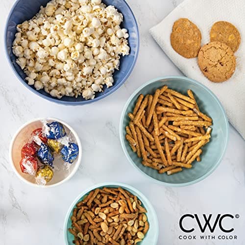 COOK WITH COLOR Prep Bowls with Lids- Wide and Deep Nesting Plastic Small Mixing Bowl Set with Lids, 8 Piece Set - Wide Bowls, Blue 7