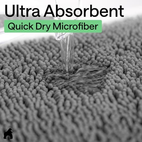 GORILLA GRIP Bath Rug Mat, Thick Soft Absorbent Chenille, Quick Dry Microfiber Mats, Rubber Backing Washable Shower Floor Rugs, US Designed Bathroom Bathmat Home Decor Accessories, 24x17, Grey 5