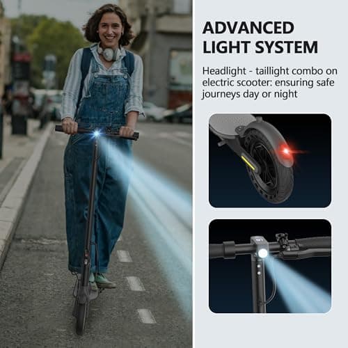 Electric Scooter, 350W Peak Motor, Up to16 MPH, 16 Miles Long-Range, 8.5" Solid Tires, Dual Suspension, EABS Braking, APP Control, Yellow Commuting Foldable E-Scooter for Adults 9