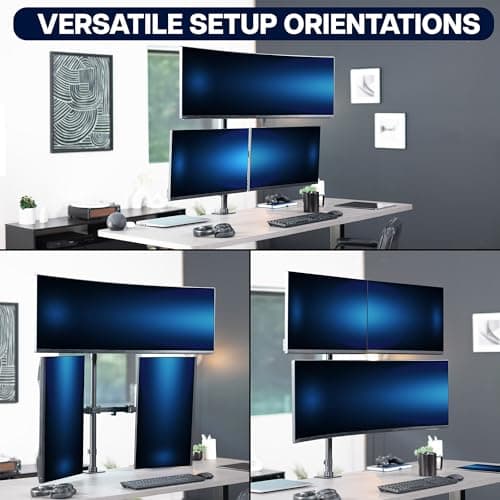VIVO Triple Monitor Extra Tall Desk Mount for up to 49 inch Ultrawides on Center Bracket and 27 inch Screens on Side Brackets, Holds up to 44 lbs, Black, STAND-V103T 6
